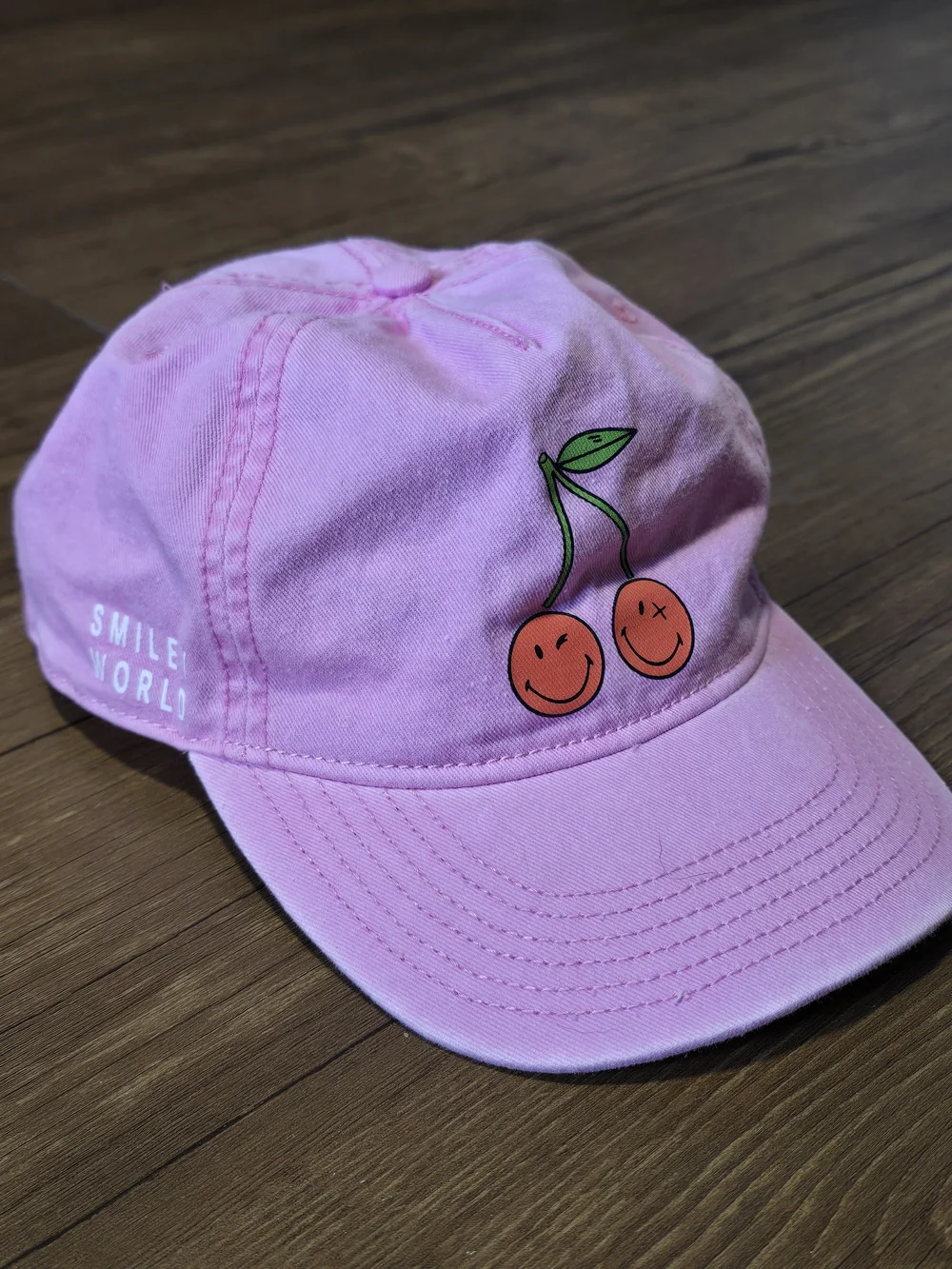 Kid's Pink Cherry Baseball Cap - SmileyWorld Faded Pink Casual Hat